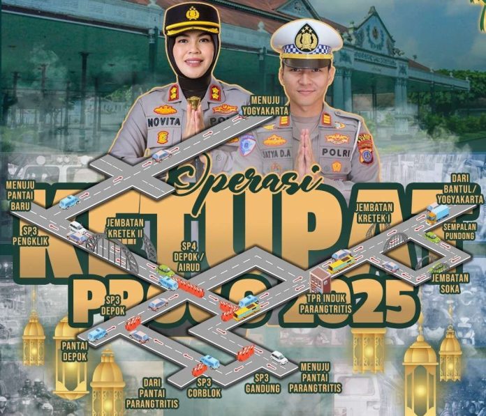 Rekayasa Lalu Lintas di Pantai Parangtritis oleh Polres Bantul (Foto: Polres Bantul)
