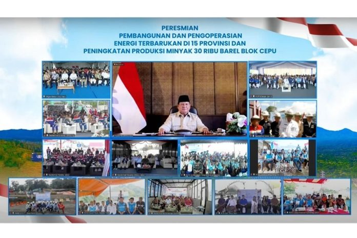 Presiden Prabowo Subianto dalam acara Peresmian Pembangunan dan Pengoperasian Energi Terbarukan di 15 Provinsi serta Peningkatan Produksi Minyak 30 Ribu Barel Blok Cepu yang digelar Kamis (26/6/2025) - Foto: Pertamina Presiden Prabowo Subianto dalam acara Peresmian Pembangunan dan Pengoperasian Energi Terbarukan di 15 Provinsi serta Peningkatan Produksi Minyak 30 Ribu Barel Blok Cepu yang digelar Kamis (26/6/2025) - Foto: Pertamina