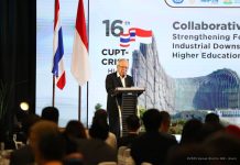 Kepala Otorita IKN Basuki Hadimuljono, saat membuka The 16th Council of University Presidents of Thailand (CUPT)-Conference of Rectors of Indonesian State Universities (CRISU) High Level Meeting, di IKN, Senin (25/8/2025).(OIKN)