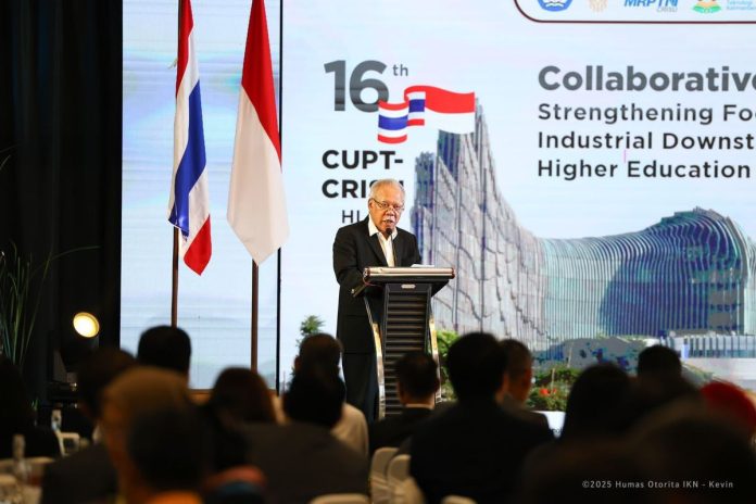 Kepala Otorita IKN Basuki Hadimuljono, saat membuka The 16th Council of University Presidents of Thailand (CUPT)-Conference of Rectors of Indonesian State Universities (CRISU) High Level Meeting, di IKN, Senin (25/8/2025).(OIKN)