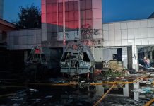 Situasi gedung Gegana di Kramat Raya yang terbakar. (Foto: Istimewa)