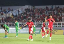 Selebrasi Zanadin Fariz dalam laga Kualifikasi Piala Asia U23 2026 antara Timnas U23 Indonesia vs Makau di Gelora Delta Sidoarjo, Sabtu (6/9/2025) (Foto: Istimewa)